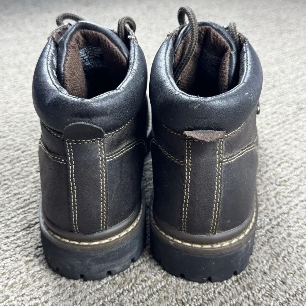 VTG Skechers Womens 7.5 Chunky Ankle Boot Lug Work Leather Brown Punk Y2K 90s